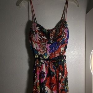 Colorful Flowers Print Short Dress